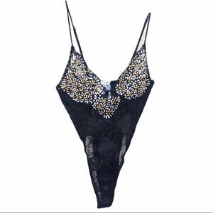 European Mezza Luna Art wear black lace teddy